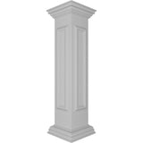 Ekena Millwork End 40 in. x 8 in. White Box Newel Post with Panel, Peaked Capital and Base Trim (Installation Kit Included)