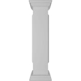 Ekena Millwork Straight 40 in. x 8 in. White Box Newel Post with Panel, Flat Capital and Base Trim (Installation Kit Included)