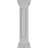 Ekena Millwork Straight 40 in. x 8 in. White Box Newel Post with Panel, Flat Capital and Base Trim (Installation Kit Included)
