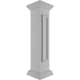 Ekena Millwork Straight 40 in. x 8 in. White Box Newel Post with Panel, Flat Capital and Base Trim (Installation Kit Included)