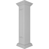 Ekena Millwork Straight 40 in. x 8 in. White Box Newel Post with Panel, Flat Capital and Base Trim (Installation Kit Included)