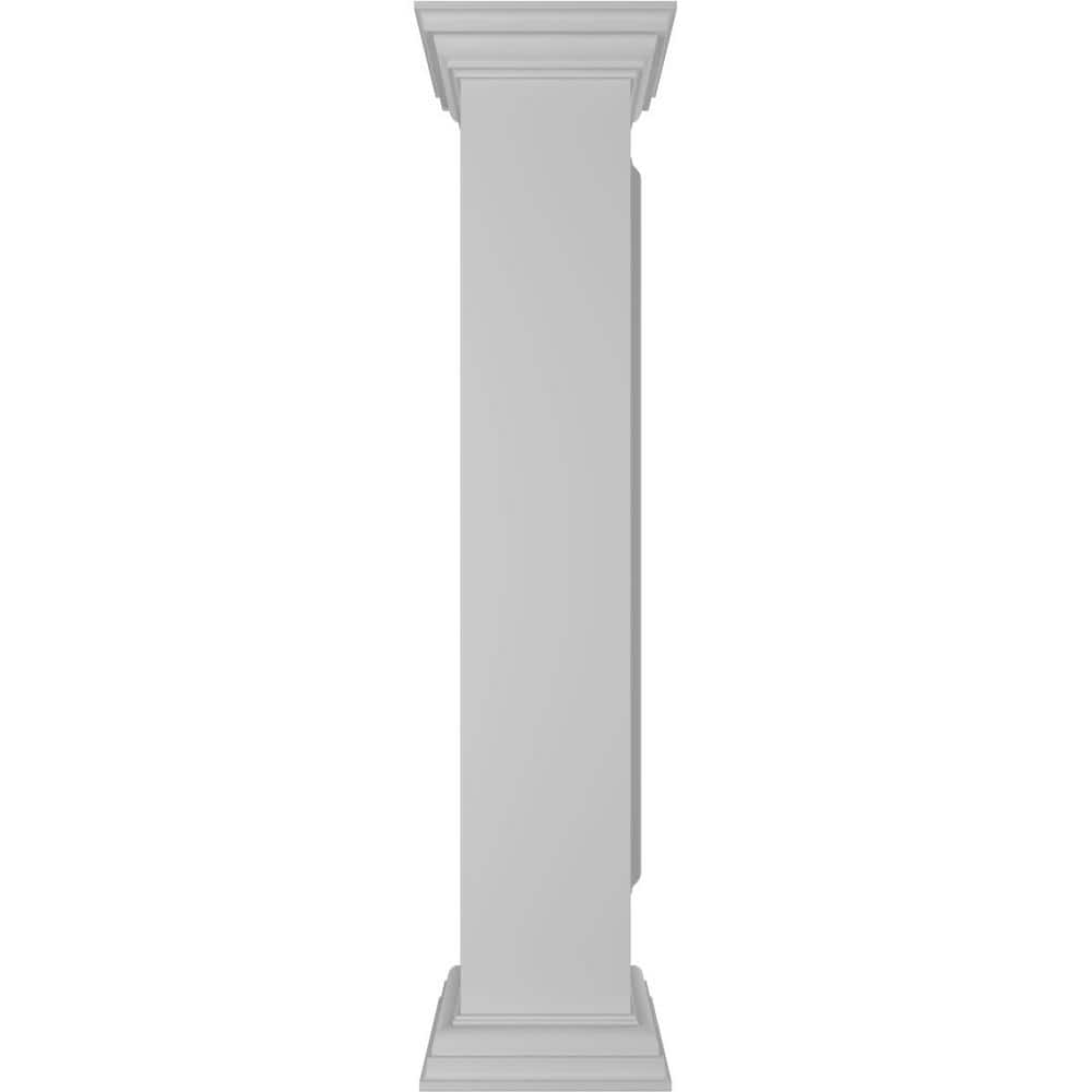 Ekena Millwork Corner 48 in. x 8 in. White Box Newel Post with Panel, Flat Capital and Base Trim (Installation Kit Included)