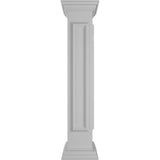 Ekena Millwork Corner 48 in. x 8 in. White Box Newel Post with Panel, Flat Capital and Base Trim (Installation Kit Included)