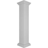 Ekena Millwork Corner 48 in. x 8 in. White Box Newel Post with Panel, Flat Capital and Base Trim (Installation Kit Included)