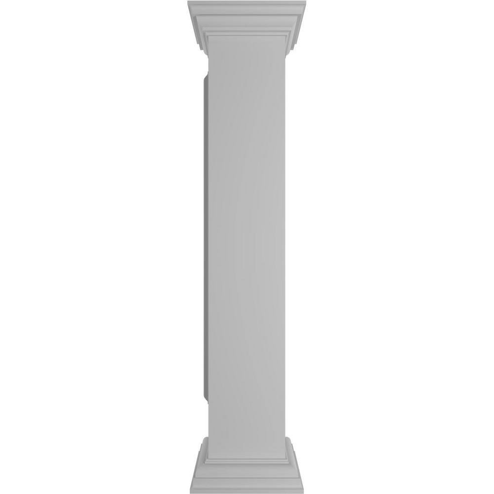 Ekena Millwork Corner 48 in. x 8 in. White Box Newel Post with Panel, Flat Capital and Base Trim (Installation Kit Included)