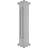 Ekena Millwork Corner 48 in. x 8 in. White Box Newel Post with Panel, Flat Capital and Base Trim (Installation Kit Included)
