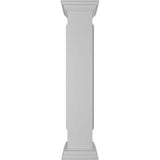 Ekena Millwork End 48 in. x 8 in. White Box Newel Post with Panel, Peaked Capital and Base Trim (Installation Kit Included)