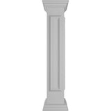 Ekena Millwork End 48 in. x 8 in. White Box Newel Post with Panel, Peaked Capital and Base Trim (Installation Kit Included)
