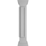 Ekena Millwork End 48 in. x 8 in. White Box Newel Post with Panel, Peaked Capital and Base Trim (Installation Kit Included)