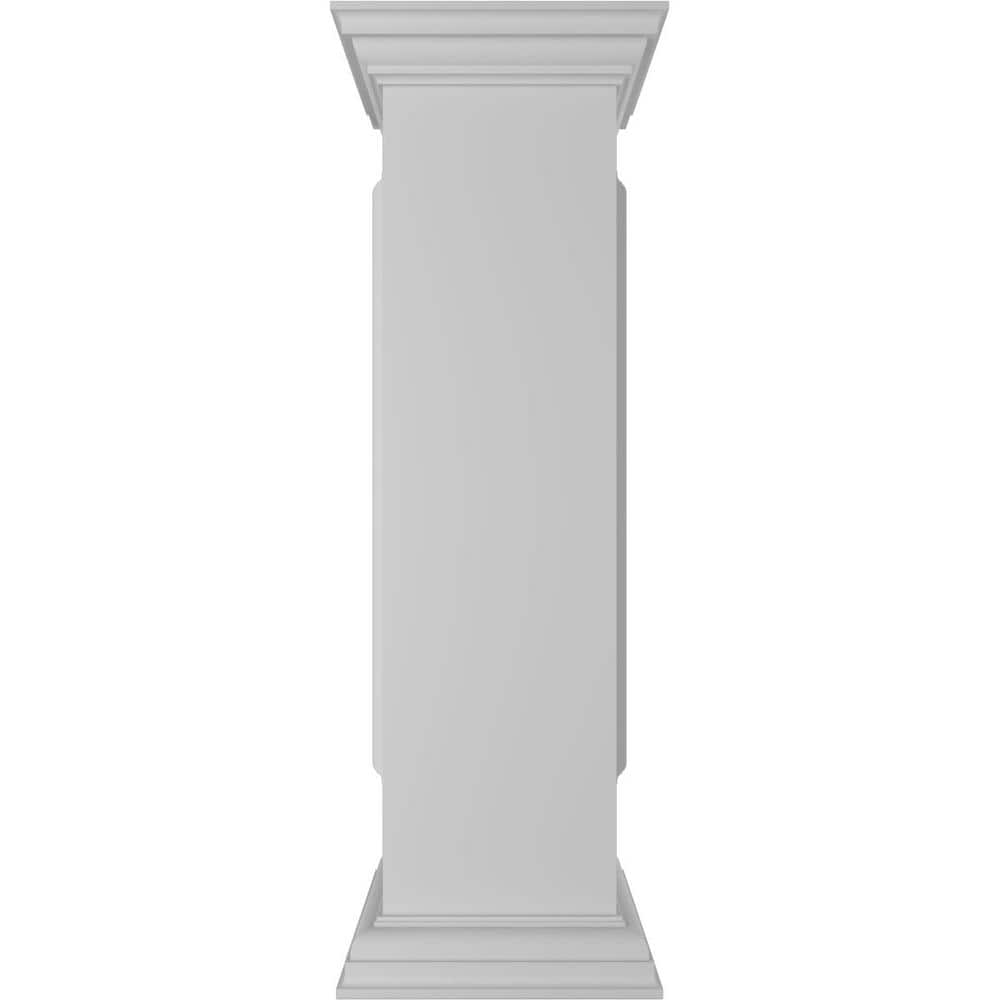 Ekena Millwork End 40 in. x 10 in. White Box Newel Post with Panel, Flat Capital and Base Trim (Installation Kit Included)