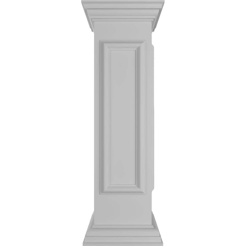 Ekena Millwork End 40 in. x 10 in. White Box Newel Post with Panel, Flat Capital and Base Trim (Installation Kit Included)