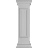 Ekena Millwork End 40 in. x 10 in. White Box Newel Post with Panel, Flat Capital and Base Trim (Installation Kit Included)