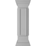 Ekena Millwork End 40 in. x 10 in. White Box Newel Post with Panel, Flat Capital and Base Trim (Installation Kit Included)