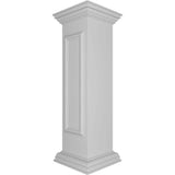 Ekena Millwork End 40 in. x 10 in. White Box Newel Post with Panel, Flat Capital and Base Trim (Installation Kit Included)