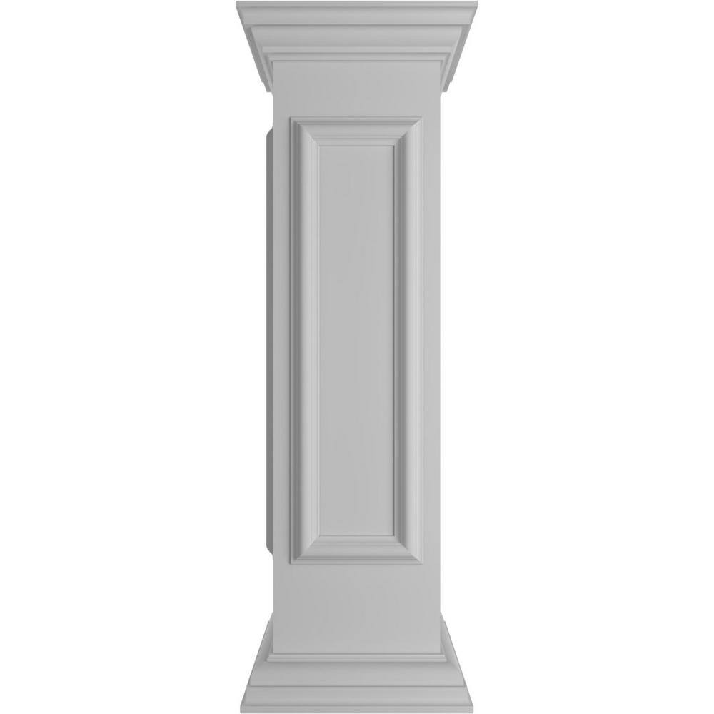 Ekena Millwork End 40 in. x 10 in. White Box Newel Post with Panel, Flat Capital and Base Trim (Installation Kit Included)