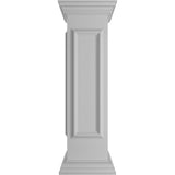 Ekena Millwork End 40 in. x 10 in. White Box Newel Post with Panel, Flat Capital and Base Trim (Installation Kit Included)
