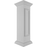 Ekena Millwork End 40 in. x 10 in. White Box Newel Post with Panel, Flat Capital and Base Trim (Installation Kit Included)