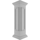 Ekena Millwork End 40 in. x 10 in. White Box Newel Post with Panel, Flat Capital and Base Trim (Installation Kit Included)