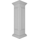 Ekena Millwork End 40 in. x 10 in. White Box Newel Post with Panel, Flat Capital and Base Trim (Installation Kit Included)
