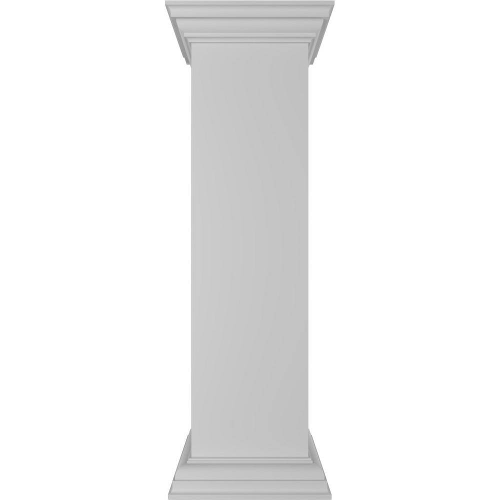 Ekena Millwork Plain 40 in. x 10 in. White Box Newel Post with Flat Capital and Base Trim (Installation Kit Included)
