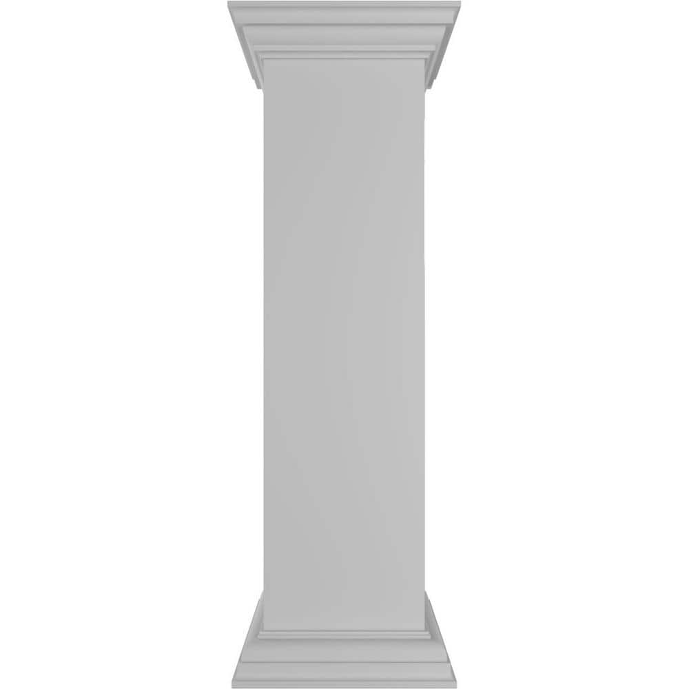 Ekena Millwork Plain 40 in. x 10 in. White Box Newel Post with Flat Capital and Base Trim (Installation Kit Included)