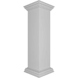 Ekena Millwork Plain 40 in. x 10 in. White Box Newel Post with Flat Capital and Base Trim (Installation Kit Included)