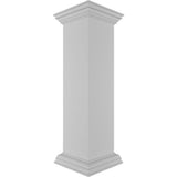 Ekena Millwork Plain 40 in. x 10 in. White Box Newel Post with Flat Capital and Base Trim (Installation Kit Included)