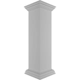 Ekena Millwork Plain 40 in. x 10 in. White Box Newel Post with Flat Capital and Base Trim (Installation Kit Included)
