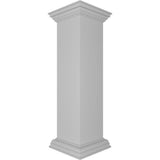 Ekena Millwork Plain 40 in. x 10 in. White Box Newel Post with Flat Capital and Base Trim (Installation Kit Included)