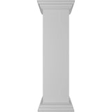 Ekena Millwork Plain 40 in. x 10 in. White Box Newel Post with Peaked Capital and Base Trim (Installation Kit Included)