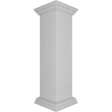 Ekena Millwork Plain 40 in. x 10 in. White Box Newel Post with Peaked Capital and Base Trim (Installation Kit Included)