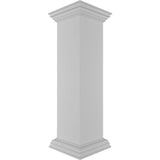 Ekena Millwork Plain 40 in. x 10 in. White Box Newel Post with Peaked Capital and Base Trim (Installation Kit Included)