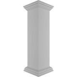 Ekena Millwork Plain 40 in. x 10 in. White Box Newel Post with Peaked Capital and Base Trim (Installation Kit Included)