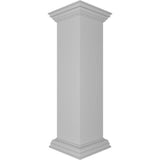 Ekena Millwork Plain 40 in. x 10 in. White Box Newel Post with Peaked Capital and Base Trim (Installation Kit Included)