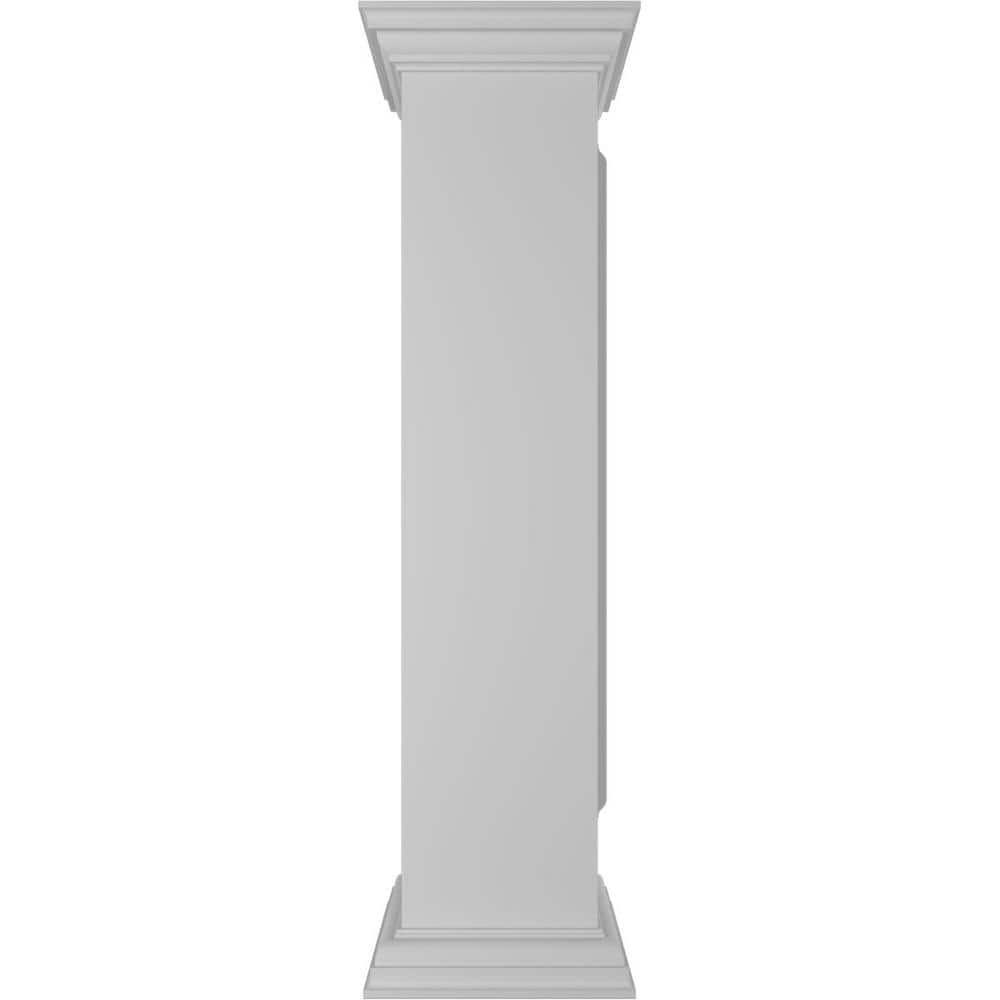 Ekena Millwork Corner 48 in. x 10 in. White Box Newel Post with Panel, Flat Capital and Base Trim (Installation Kit Included)