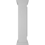 Ekena Millwork Corner 48 in. x 10 in. White Box Newel Post with Panel, Flat Capital and Base Trim (Installation Kit Included)