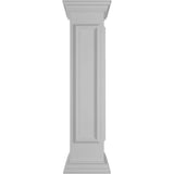 Ekena Millwork Corner 48 in. x 10 in. White Box Newel Post with Panel, Flat Capital and Base Trim (Installation Kit Included)