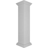 Ekena Millwork Corner 48 in. x 10 in. White Box Newel Post with Panel, Flat Capital and Base Trim (Installation Kit Included)