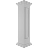 Ekena Millwork Corner 48 in. x 10 in. White Box Newel Post with Panel, Flat Capital and Base Trim (Installation Kit Included)
