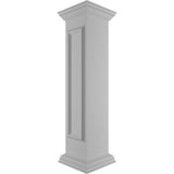 Ekena Millwork Corner 48 in. x 10 in. White Box Newel Post with Panel, Flat Capital and Base Trim (Installation Kit Included)