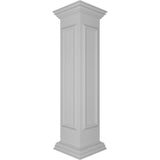Ekena Millwork Corner 48 in. x 10 in. White Box Newel Post with Panel, Flat Capital and Base Trim (Installation Kit Included)