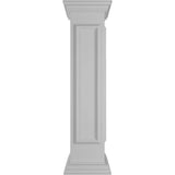 Ekena Millwork Corner 48 in. x 10 in. White Box Newel Post with Panel, Peaked Capital and Base Trim (Installation Kit Included)