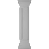 Ekena Millwork Corner 48 in. x 10 in. White Box Newel Post with Panel, Peaked Capital and Base Trim (Installation Kit Included)