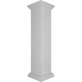 Ekena Millwork Corner 48 in. x 10 in. White Box Newel Post with Panel, Peaked Capital and Base Trim (Installation Kit Included)