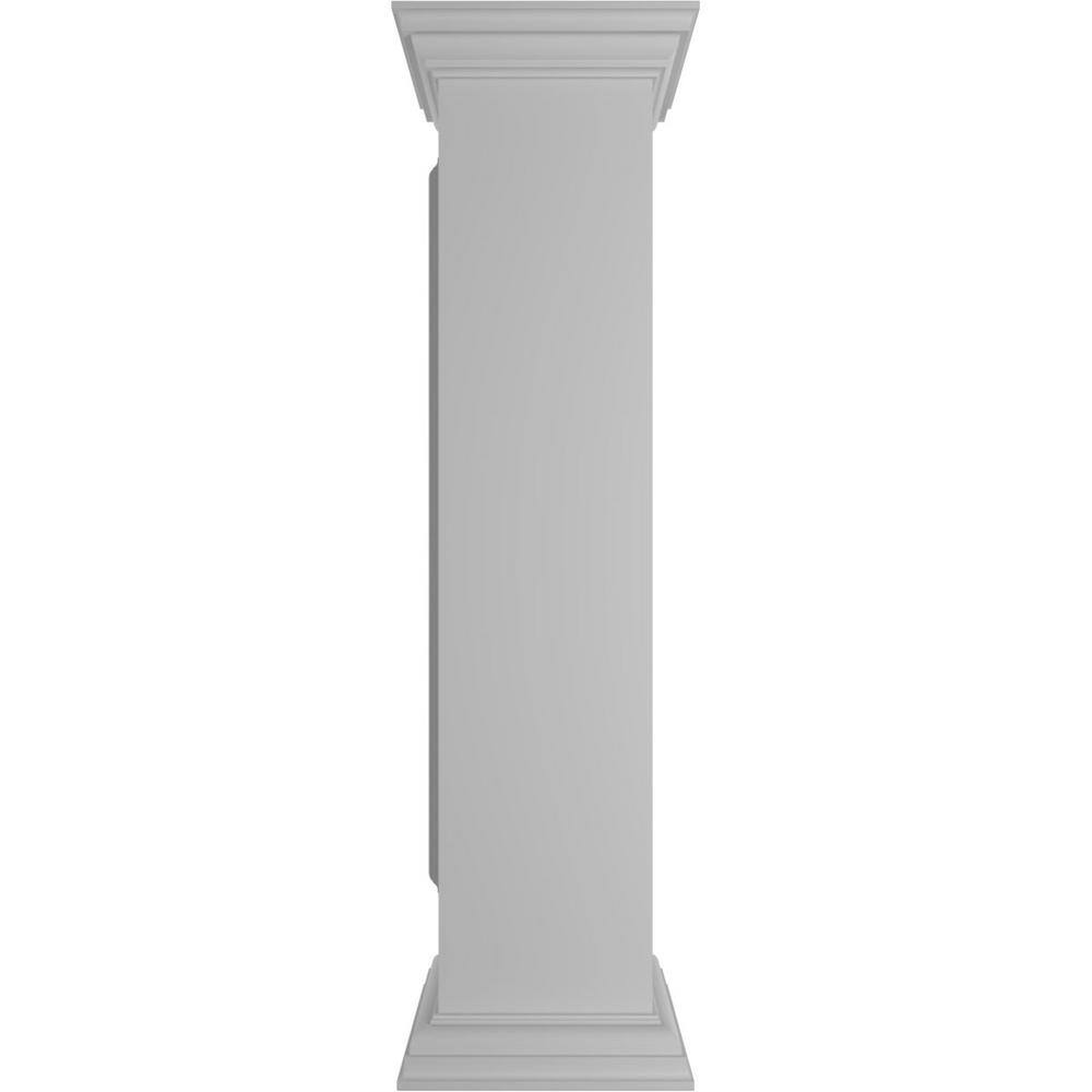 Ekena Millwork Corner 48 in. x 10 in. White Box Newel Post with Panel, Peaked Capital and Base Trim (Installation Kit Included)