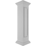 Ekena Millwork Corner 48 in. x 10 in. White Box Newel Post with Panel, Peaked Capital and Base Trim (Installation Kit Included)