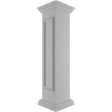 Ekena Millwork Corner 48 in. x 10 in. White Box Newel Post with Panel, Peaked Capital and Base Trim (Installation Kit Included)