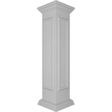 Ekena Millwork Corner 48 in. x 10 in. White Box Newel Post with Panel, Peaked Capital and Base Trim (Installation Kit Included)