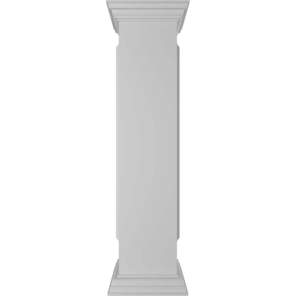 Ekena Millwork End 48 in. x 10 in. White Box Newel Post with Panel, Peaked Capital and Base Trim (Installation Kit Included)