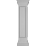 Ekena Millwork End 48 in. x 10 in. White Box Newel Post with Panel, Peaked Capital and Base Trim (Installation Kit Included)